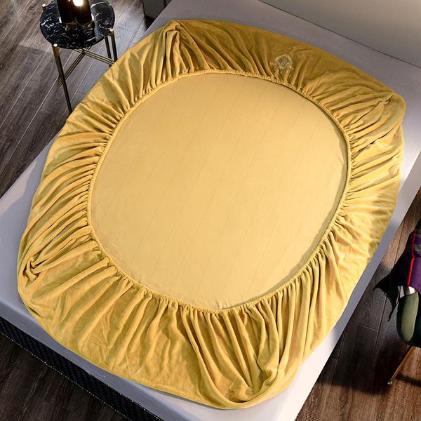 sheets & sets super soft velvet warm flannel thicken elastic band milk embroidered bed sheet fitted mattress cover #/